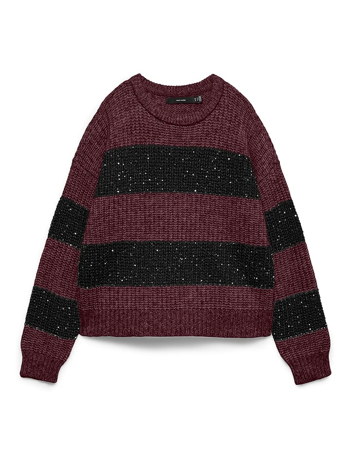Vero Moda Sweter w kolorze bordowo-czarnym rozmiar: L