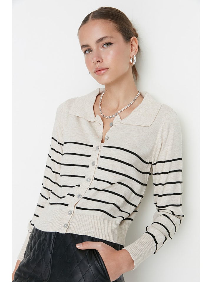 trendyol Kardigan w kolorze kremowo-czarnym rozmiar: M