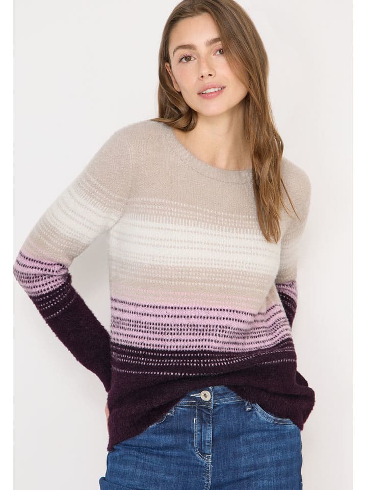 Cecil Sweter w kolorze beżowo-fioletowym rozmiar: S