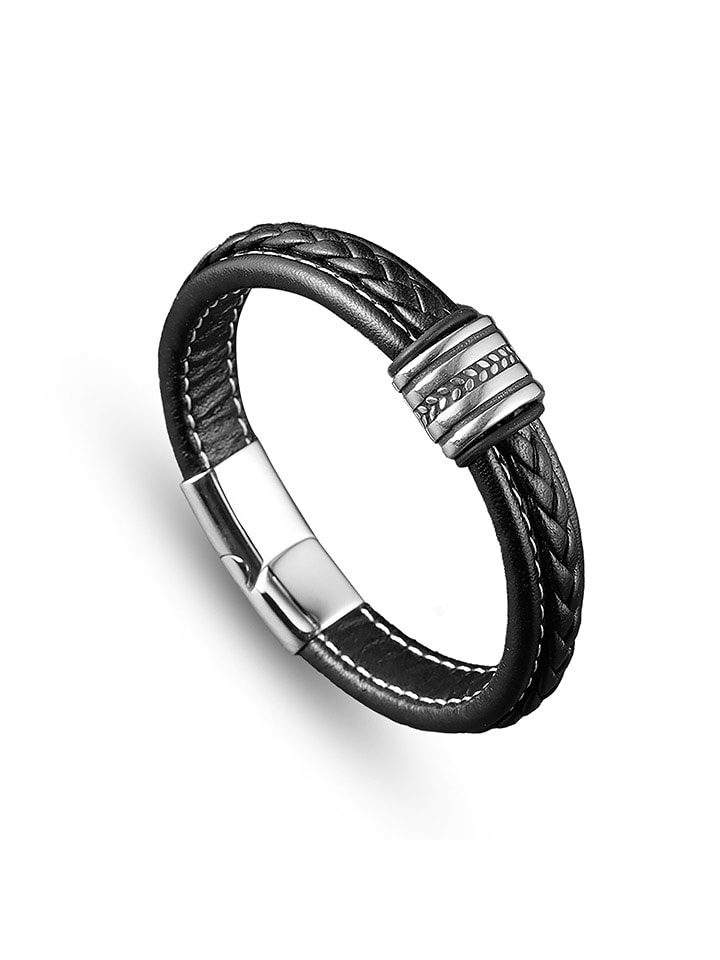 Uomo Skórzana bransoletka z elementem ozdobnym rozmiar: onesize