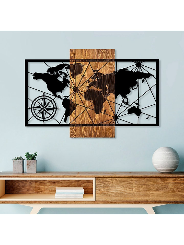 ABERTO DESIGN Dekoracja ścienna "World Map" - 84 x 57 cm rozmiar: onesize