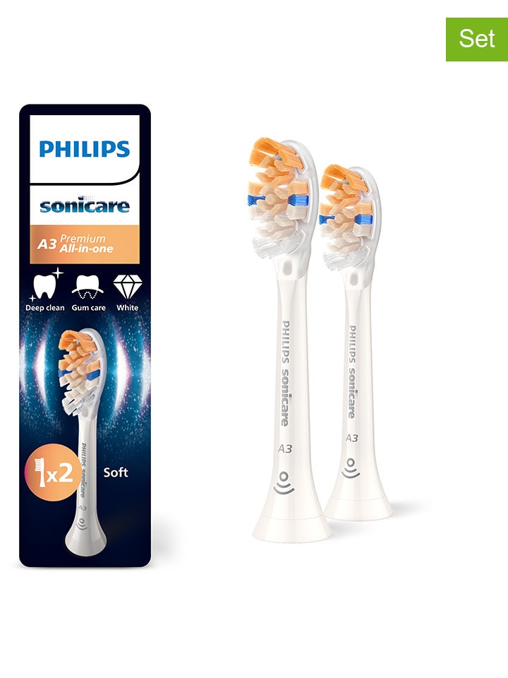 PHILIPS sonicare Wymienne końcówki (2 szt.) "Premium All-in-One" w kolorze białym rozmiar: onesize