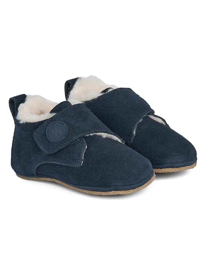 Wheat Skórzane kapcie "Taj" w kolorze granatowym rozmiar: 21