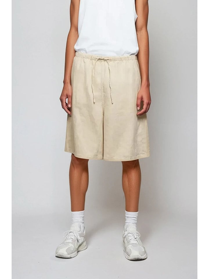 Weekday Lniane bermudy w kolorze beżowym rozmiar: XL