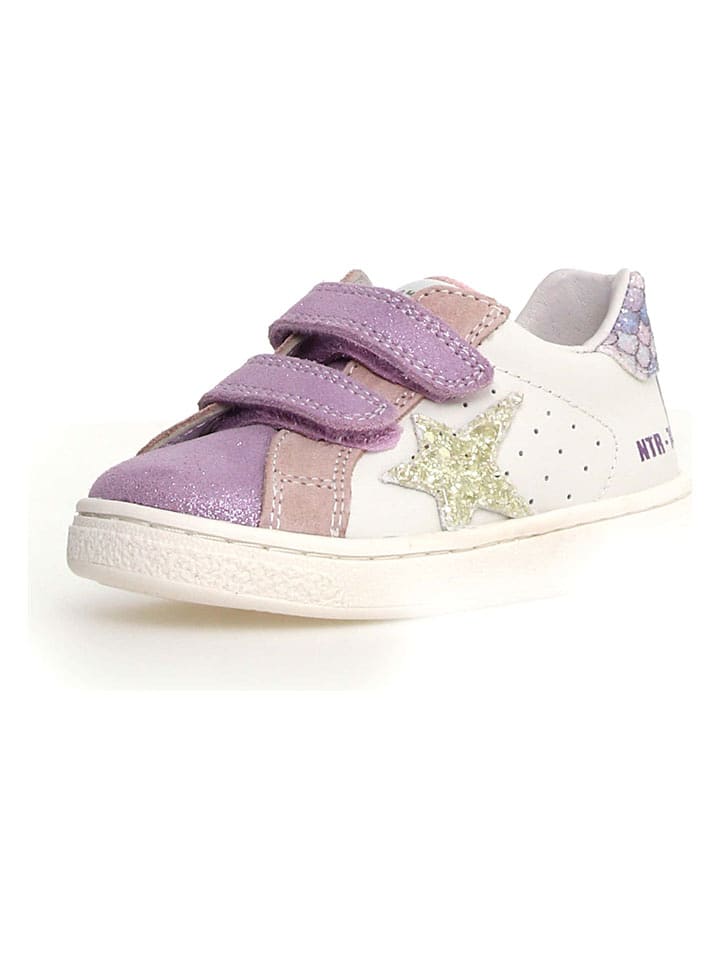Naturino Skórzane sneakersy "Pinn" w kolorze biało-fioletowym rozmiar: 31