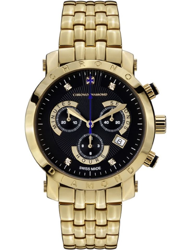 Chrono Diamond Chronograf "Nestor" w kolorze czarno-złotym rozmiar: onesize