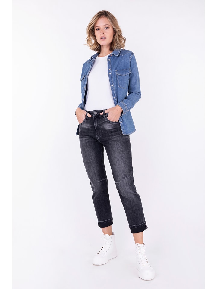 Dżinsy "Amy" - Boyfriend fit - w kolorze antracytowym