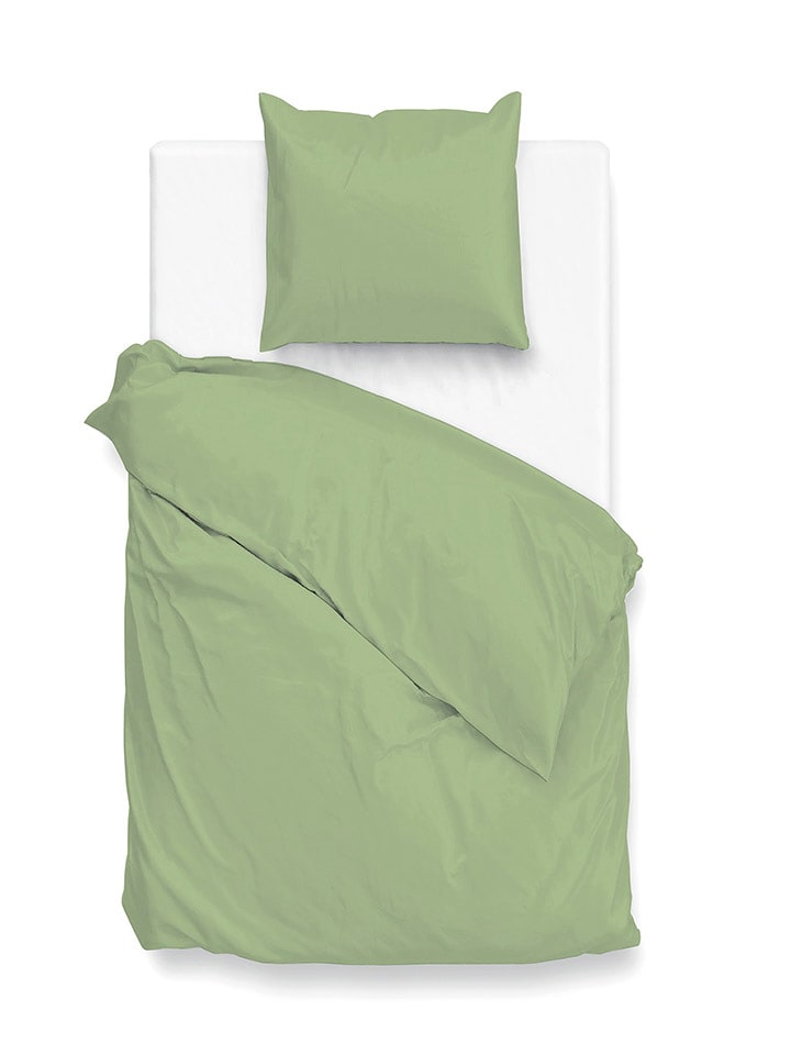 Zo!Home Komplet pościeli "Satinado" w kolorze zielonym z mako-satyny rozmiar: 135x200 cm
