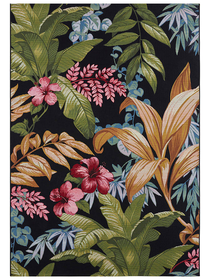 Hanse Home Dywan zewnętrzny "Tropical Flowers" w kolorze czarnym rozmiar: 80x165 cm