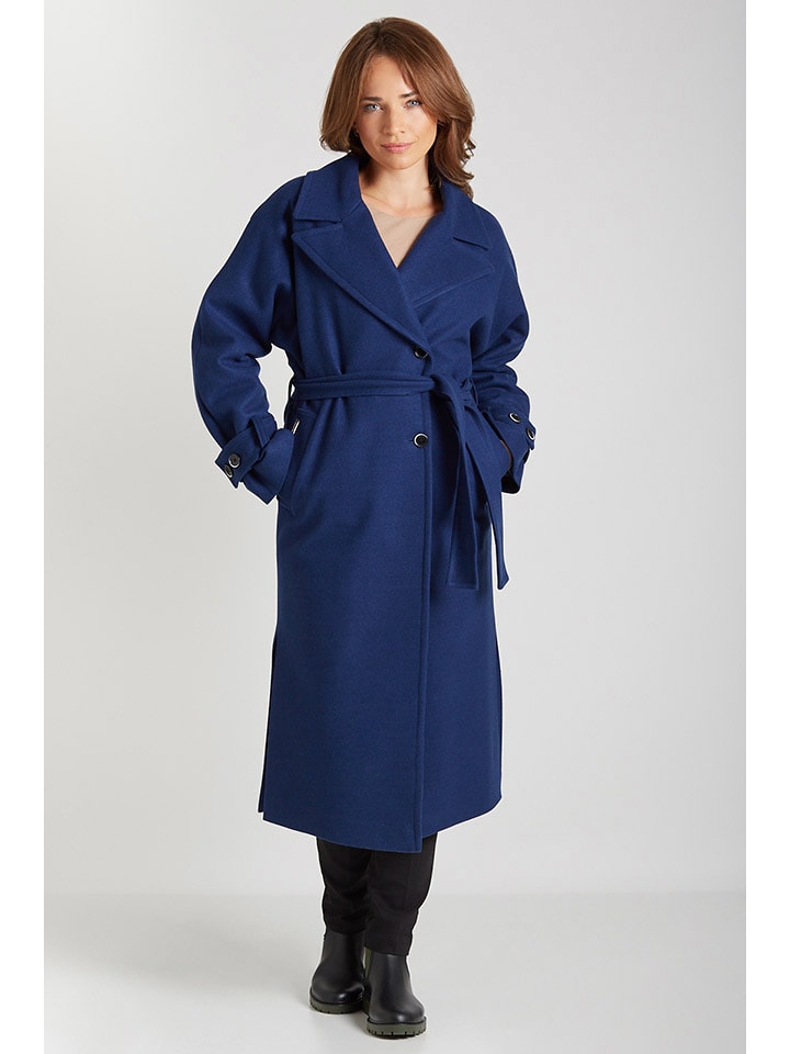 Ciriana Wełniany płaszcz w kolorze granatowym rozmiar: 52