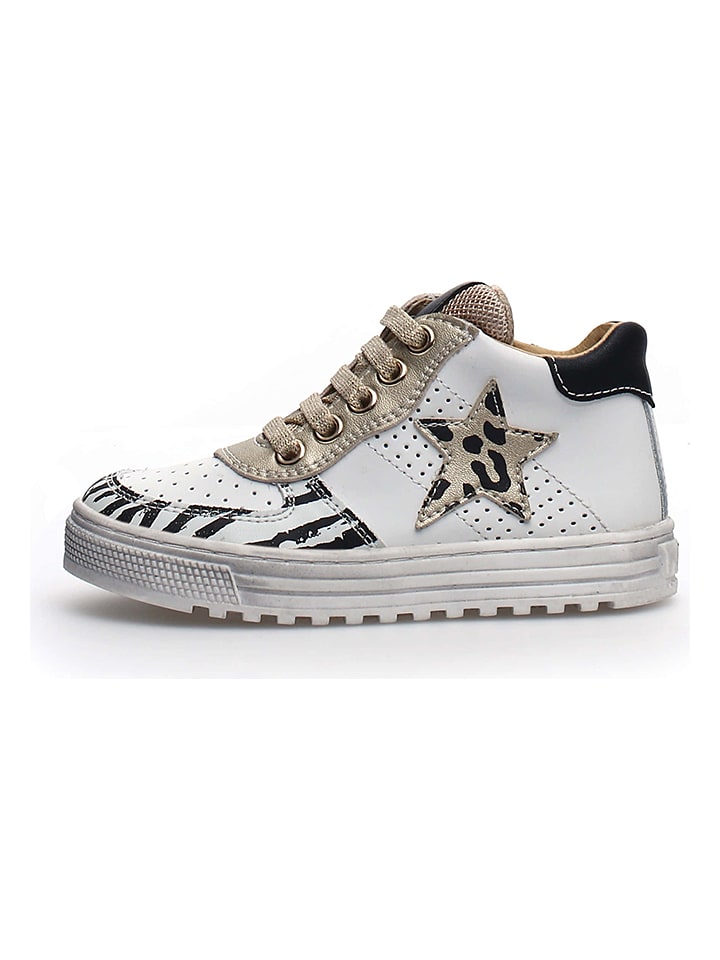 Naturino Skórzane sneakersy "Hess" w kolorze białym rozmiar: 36