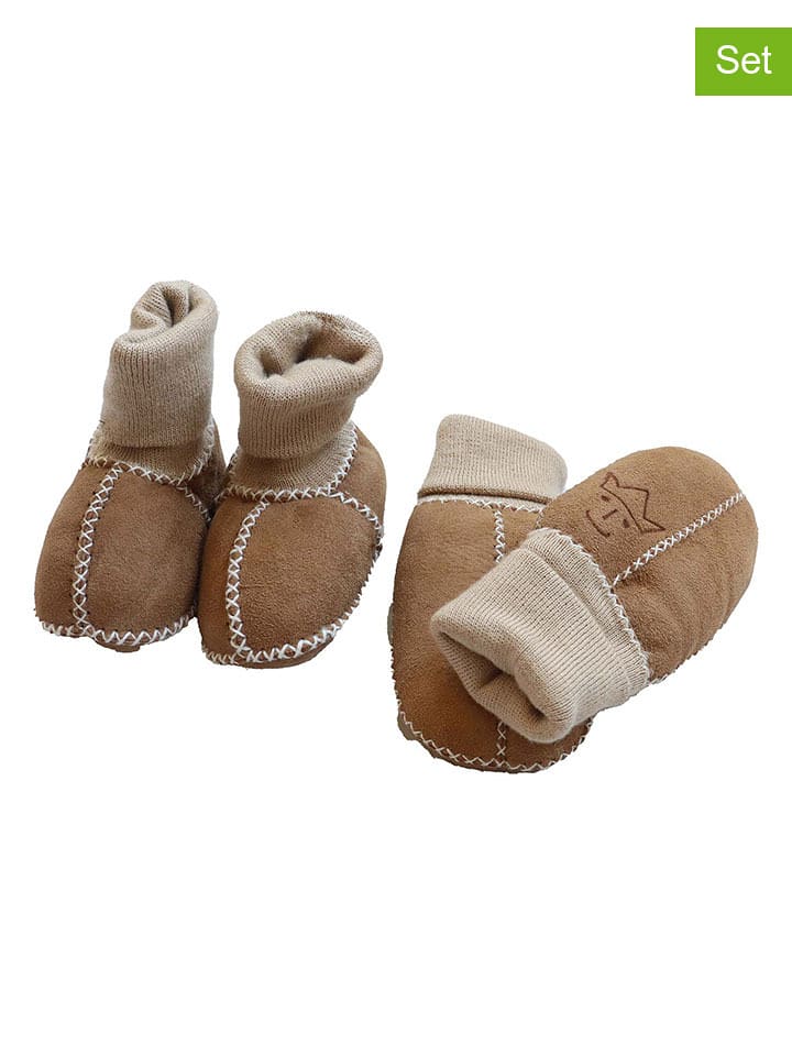 Kaiser Naturfellprodukte 2-częściowy zestaw wełniany w kolorze jasnobrązowym rozmiar: 20/21