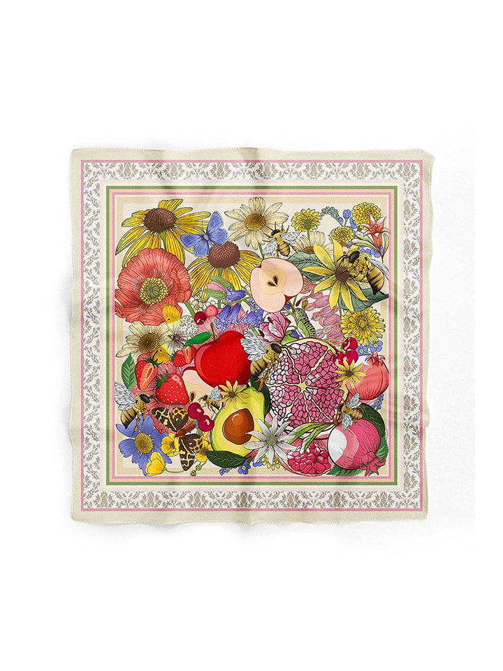 Lucky Bees Chusta w kolorze beżowym ze wzorem - 55 x 55 cm rozmiar: onesize