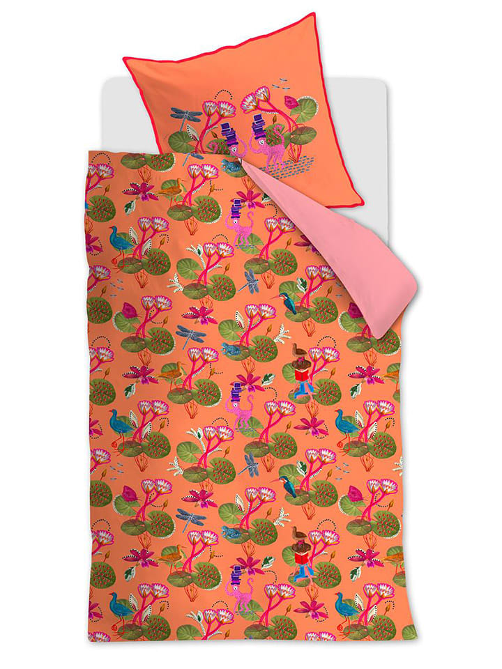 Oilily Komplet pościeli renforcé "Reading Monkey" w kolorze pomarańczowym rozmiar: 100x135 cm