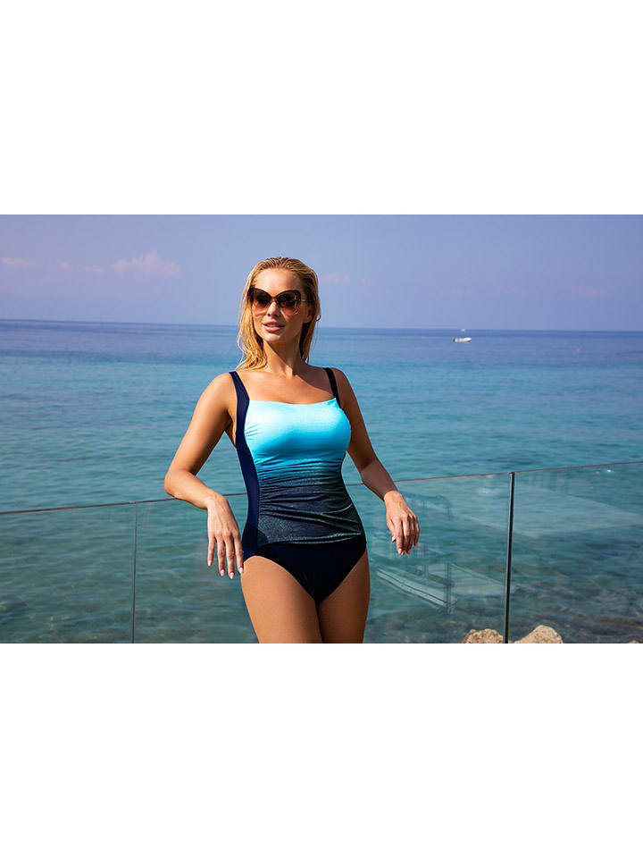 Aquarilla Strój kąpielowy w kolorze granatowo-turkusowym ze wzorem rozmiar: 44D-Cup