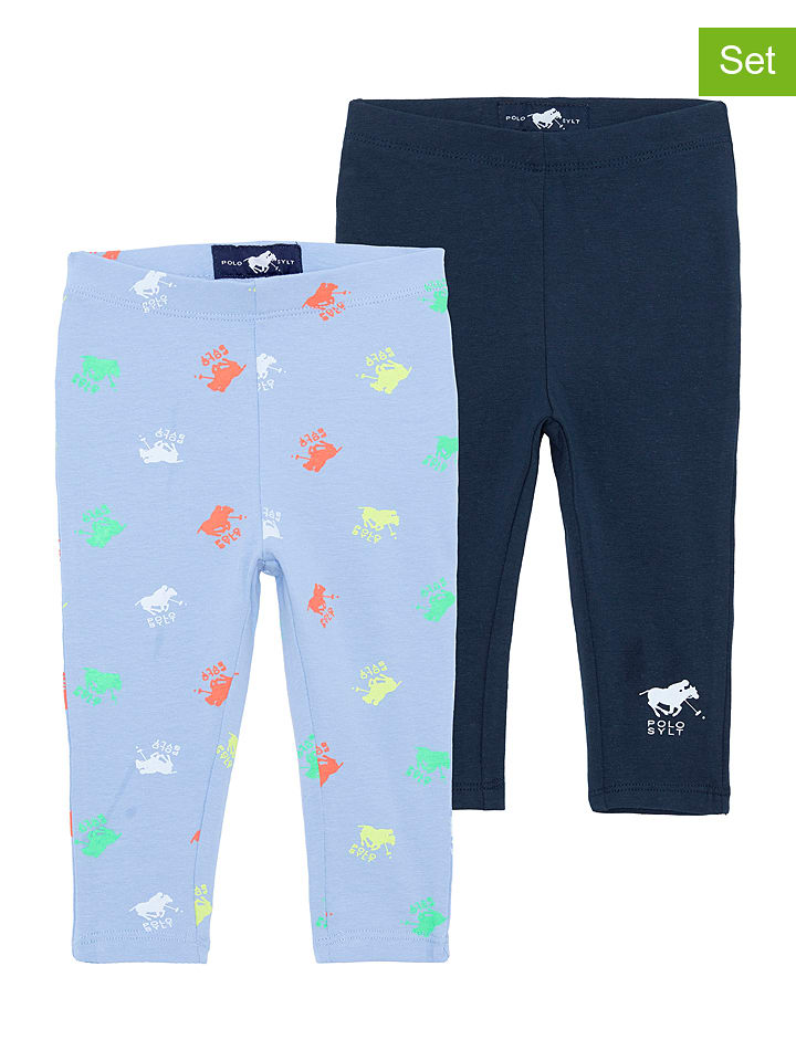 Polo Sylt Legginsy (2 pary) w kolorze błękitnym i granatowym rozmiar: 50/56