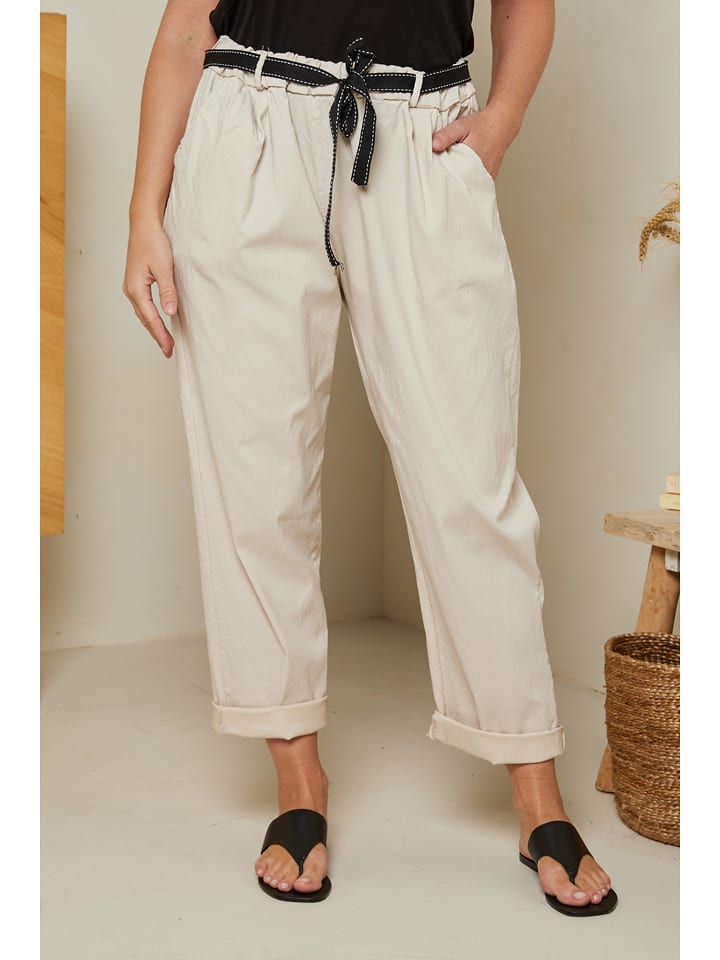 Curvy Lady Spodnie w kolorze kremowym rozmiar: 40/42