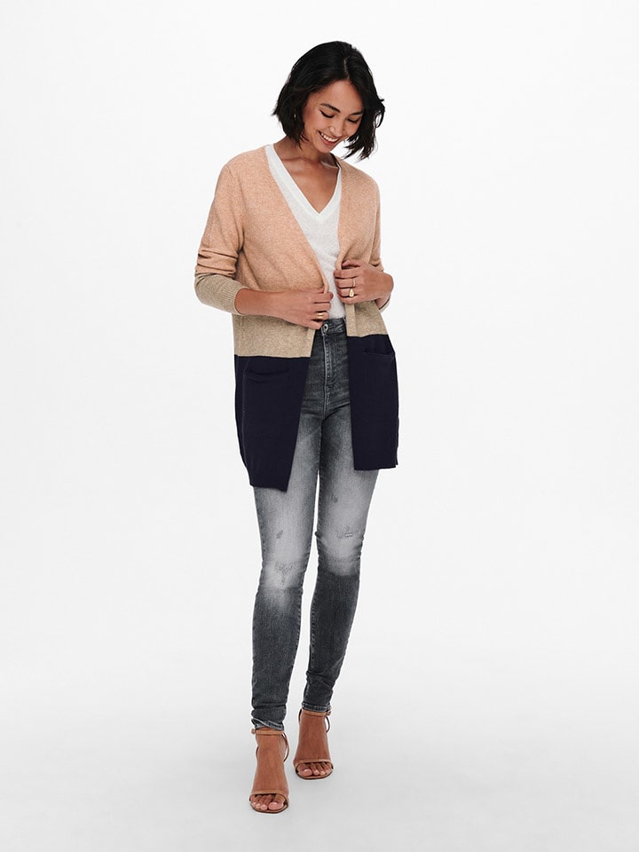 ONLY Kardigan w kolorze czarno-beżowo-brzoskwiniowym rozmiar: M