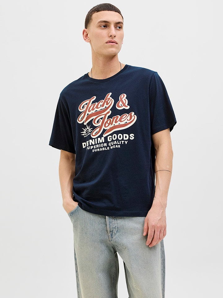 Jack & Jones Koszulka "Jjelogo" w kolorze granatowym rozmiar: M