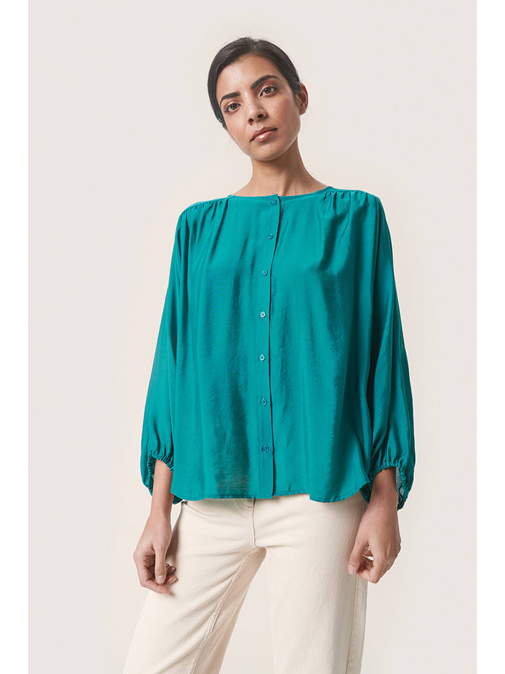 Soaked in Luxury Bluzka "Leodora" w kolorze turkusowym rozmiar: M