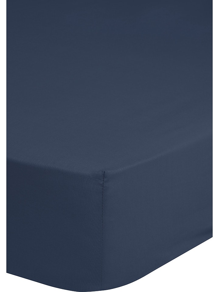 Good Morning Satynowe prześcieradło w kolorze granatowym na gumce rozmiar: 90x200 cm