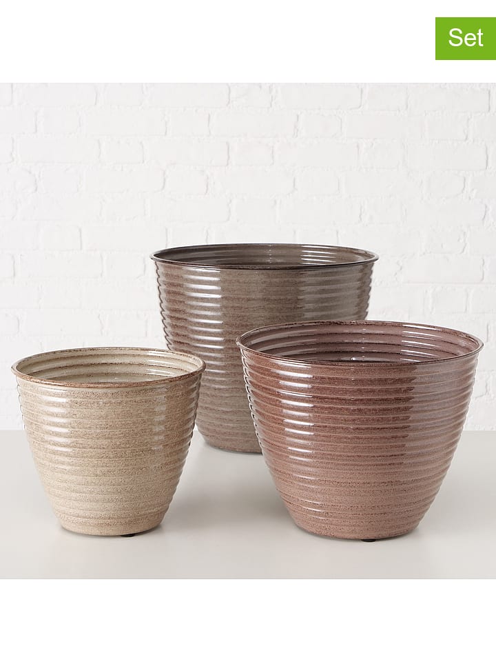 Boltze Doniczki (3 szt.) "Juvenia" w kolorze brązowym, jasnobrązowym i kremowym rozmiar: onesize