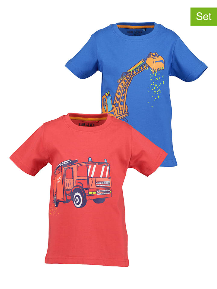 Blue Seven Koszulki (2 szt.) w kolorze czerwonym i niebieskim rozmiar: 110