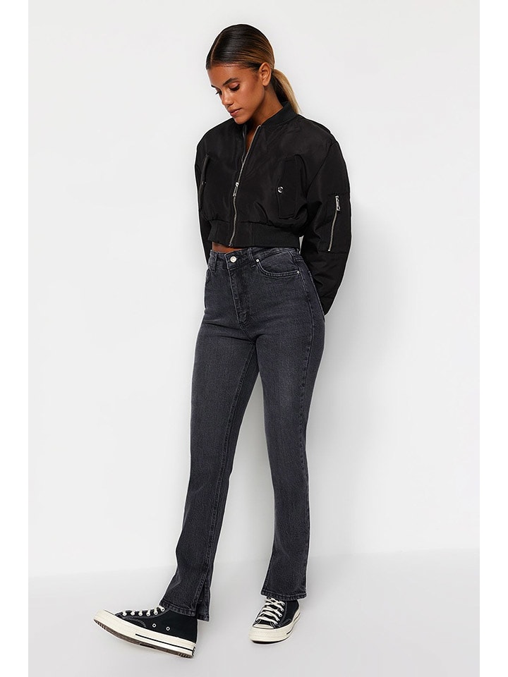 trendyol Dżinsy - Skinny fit - w kolorze antracytowym rozmiar: 38