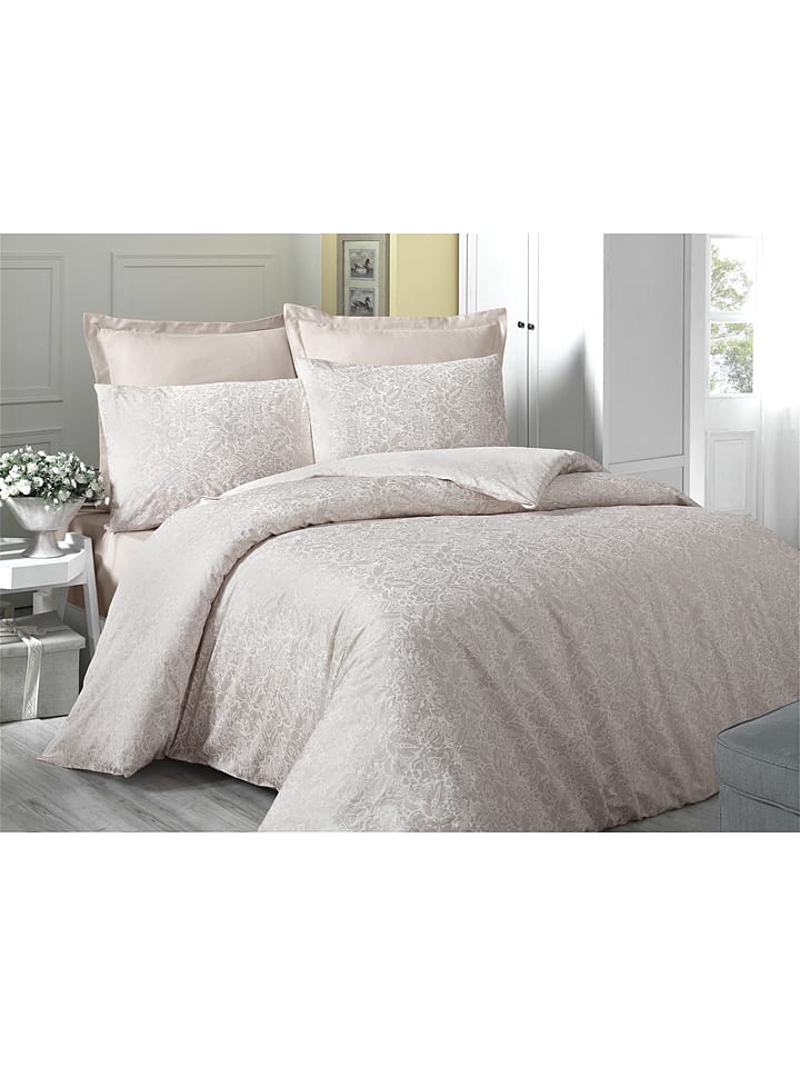 Elizabed Komplet pościeli satynowej "Cream" w kolorze beżowym rozmiar: 260x220 cm