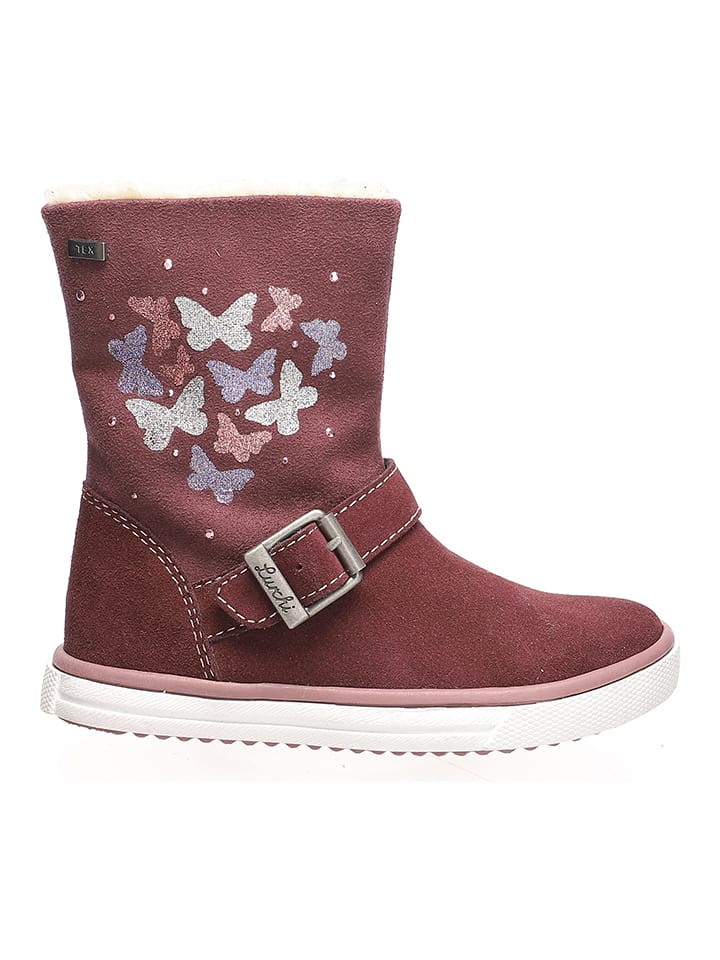 Lurchi Skórzane botki zimowe "Savi" w kolorze bordowym rozmiar: 26