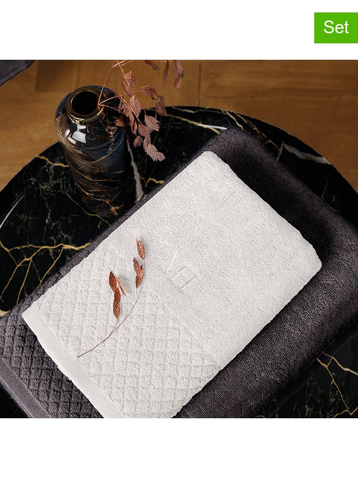 maison héritage PARIS Ręczniki (2 szt.) w kolorze białym do rąk rozmiar: 50x100 cm