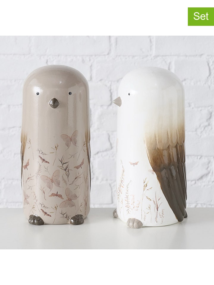 Boltze Figurki dekoracyjne (2 szt.) "Falana" w kolorze beżowo-białym - wys. 25 cm rozmiar: onesize