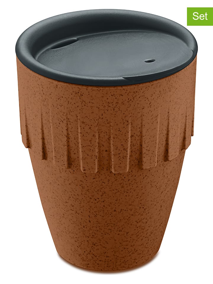 koziol Kubki termiczne (2 szt.) "Connect Coffee" w kolorze brązowym - 300 ml rozmiar: onesize