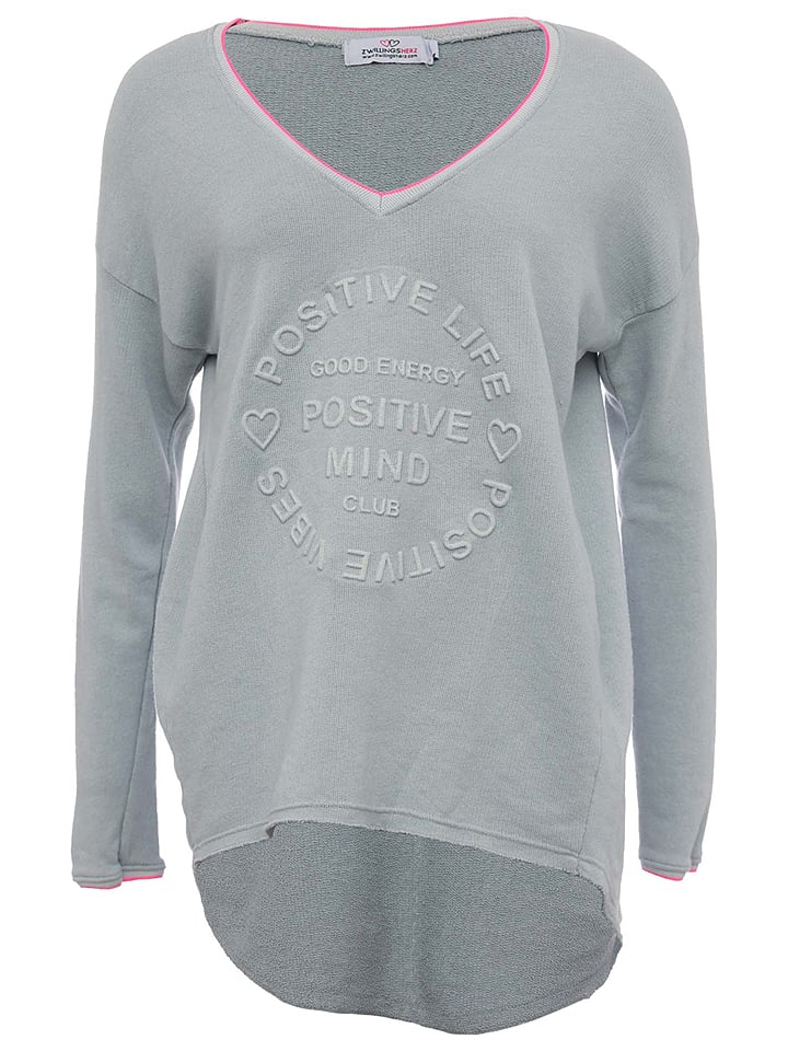 Zwillingsherz Bluza "Positive Mind" w kolorze szarym rozmiar: L/XL