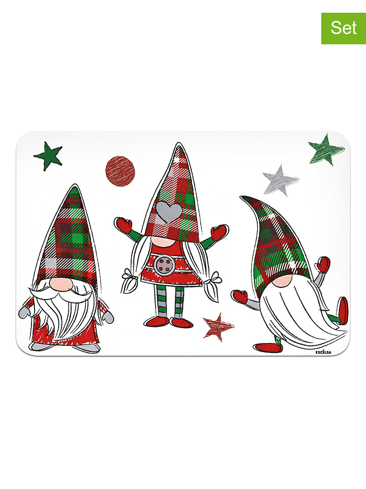 Trendy Kitchen by EXCÉLSA Podkładki stołowe (6 szt.) w kolorze biało-czerwonym - 43 x 28,5 cm rozmiar: onesize