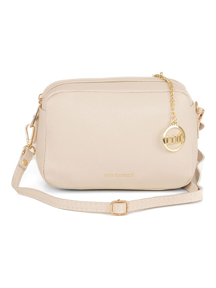 Mia Tomazzi Skórzana torebka w kolorze beżowym - 23 x 16 x 11 cm rozmiar: onesize