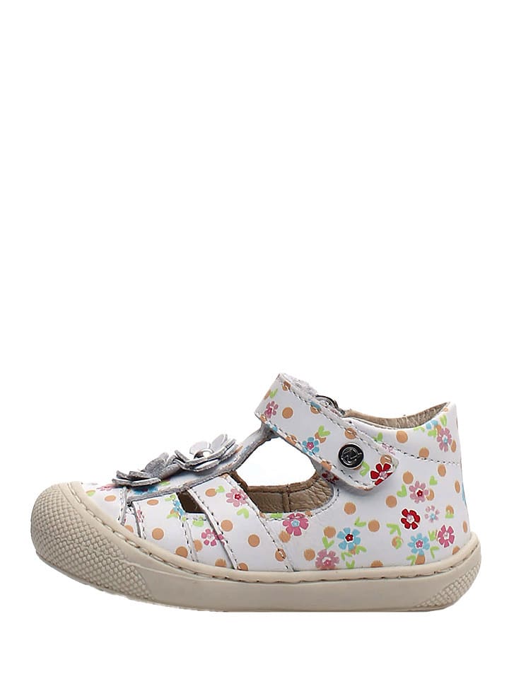 Naturino Skórzane półsandały w kolorze białym ze wzorem rozmiar: 23