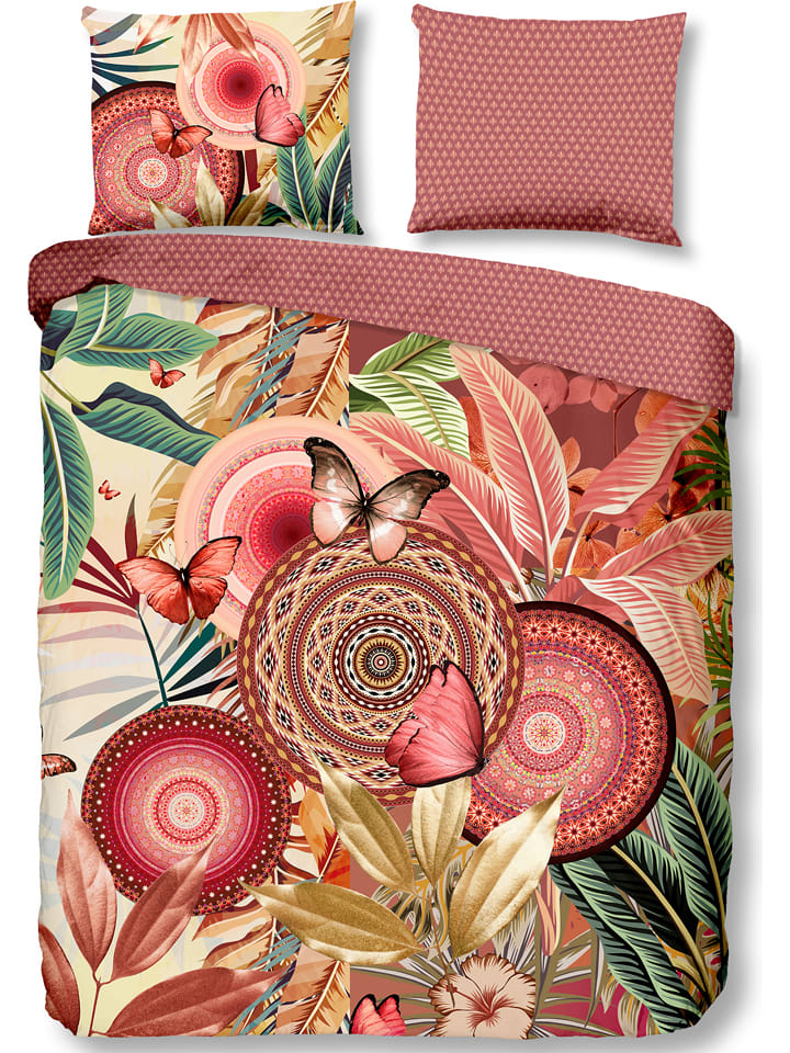 Hip Komplet pościeli satynowej "Hip" w kolorze szaroróżowym ze wzorem rozmiar: 155x220 cm