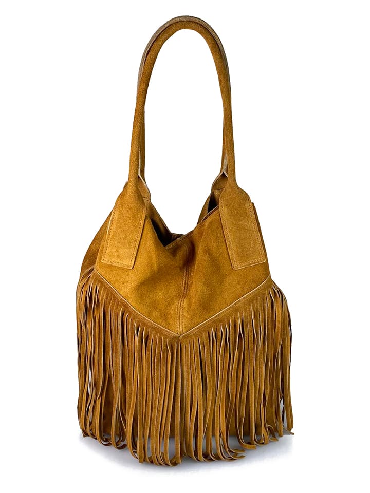 ORE10 Skórzana shopper bag "Rabar" w kolorze jasnobrązowym - 36 x 45 x 19 cm rozmiar: onesize