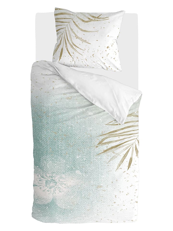 Walra Komplet pościeli renforcé "Painted Nature" w kolorze złoto-zielonym rozmiar: 140x220 cm