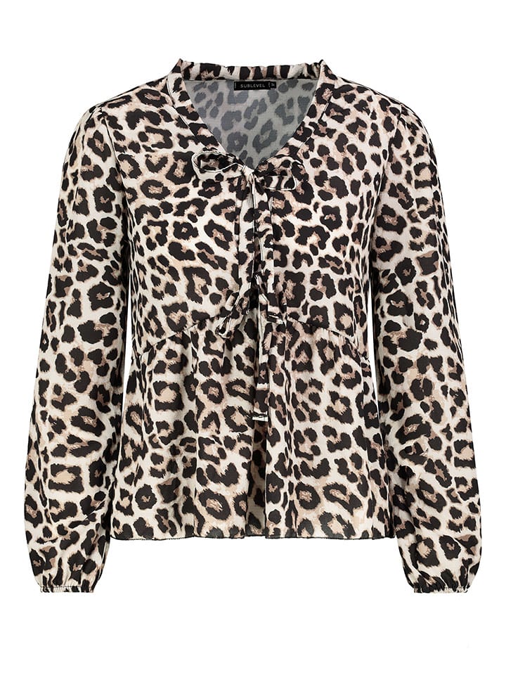 Sublevel Bluzka w kolorze beżowo-czarnym rozmiar: M