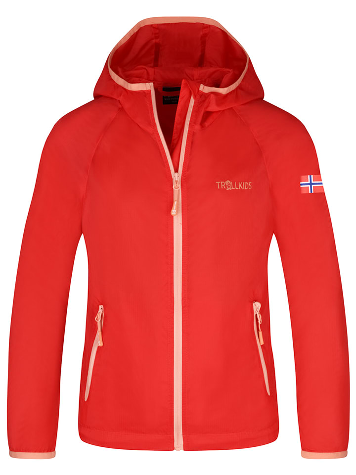 Trollkids Kurtka przeciwwiatrowa "Fjell" w kolorze czerwonym rozmiar: 128