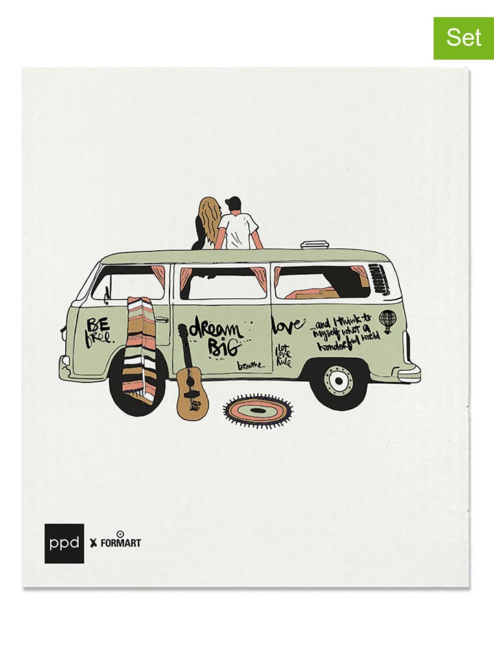 ppd Ścierki (2 szt.) w kolorze biało-zielonym - 20 x 17 cm rozmiar: onesize