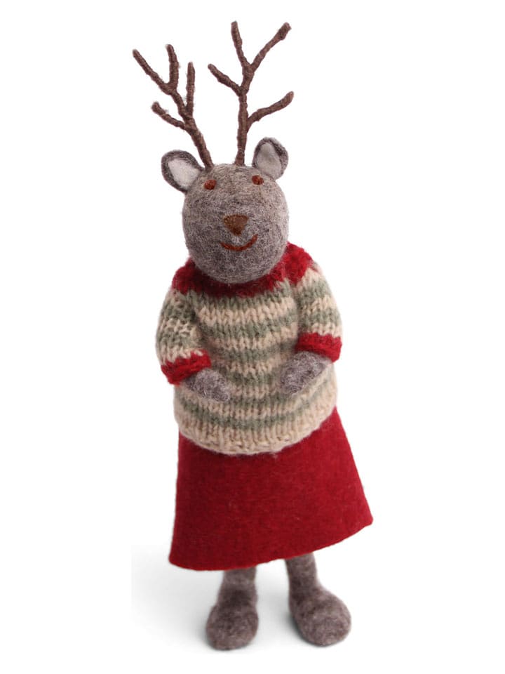 Gry & Sif Figurka dekoracyjna "Girly Deer" w kolorze szaro-czerwonym - 6 x 27 x 6 cm rozmiar: onesize