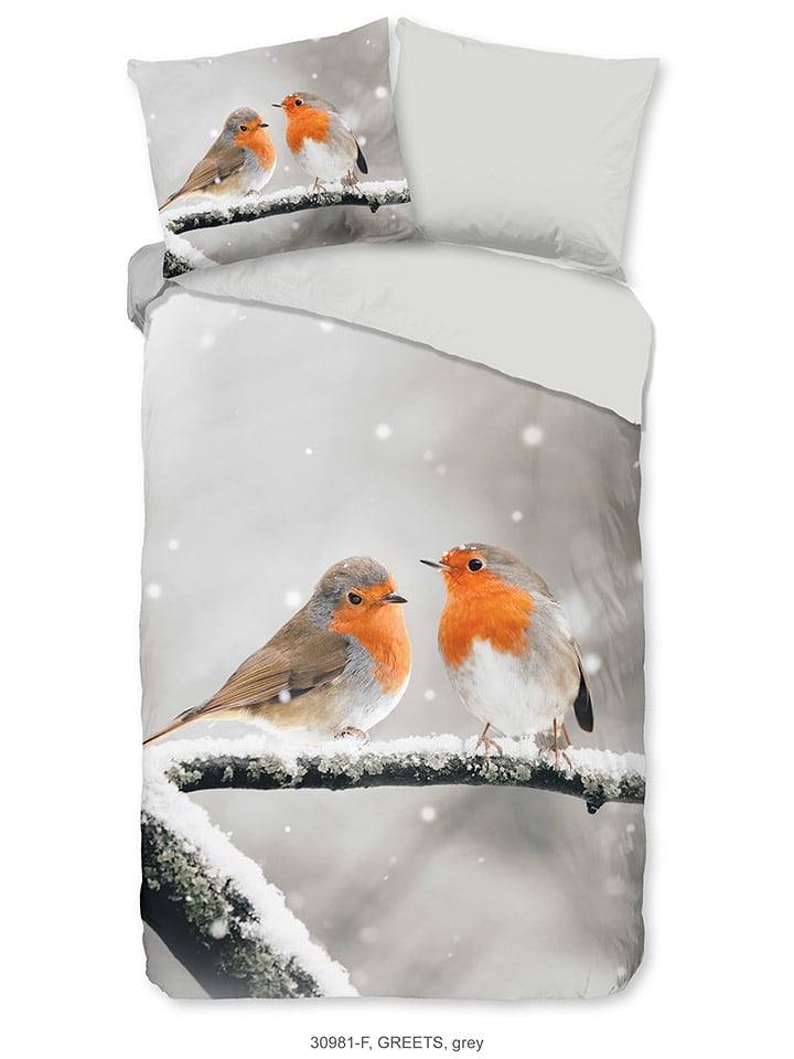 Good Morning Komplet pościeli flanelowej "Greets" w kolorze szarym rozmiar: 200x200 cm