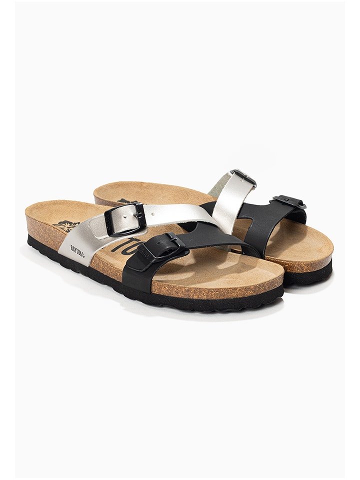 BAYTON Klapki "Cleo" w kolorze srebrno-czarnym rozmiar: 41