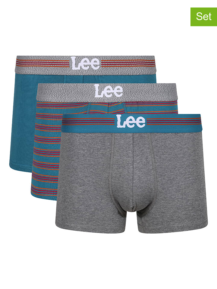 LEE Underwear Bokserki (3 pary) "Leitch" w kolorze morsko-szarym rozmiar: M