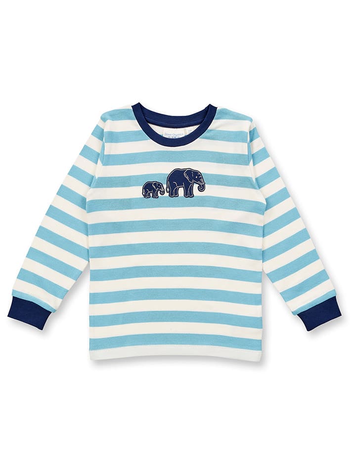 Sense Organics Piżama "Long John Retro" w kolorze błękitno-białym rozmiar: 128