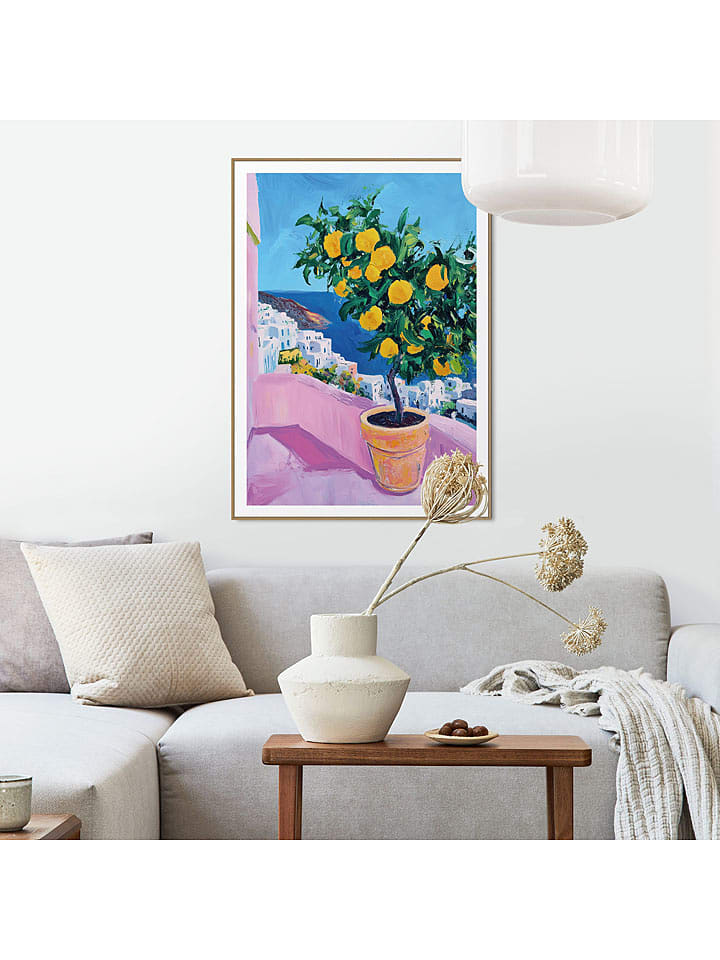 Orangewallz Druk artystyczny "Lemon Bliss" w ramce rozmiar: 50x70 cm