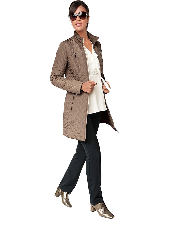 Heine Płaszcz pikowany w kolorze jasnobrązowo-szarym rozmiar: 44